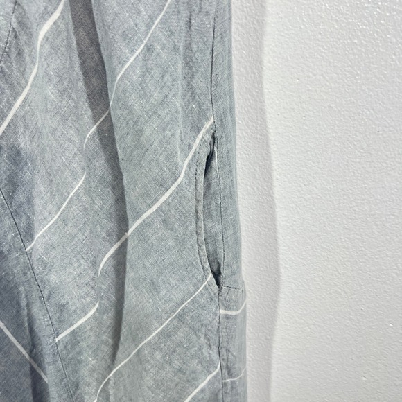 CINZIA Made in Italy Gray Linen Cotton Blend Asymmetrical Midi Dress Size M - Picture 8 of 12